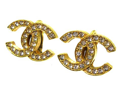 chanel diamond earrings cc logo price|Chanel cc rhinestone earrings.